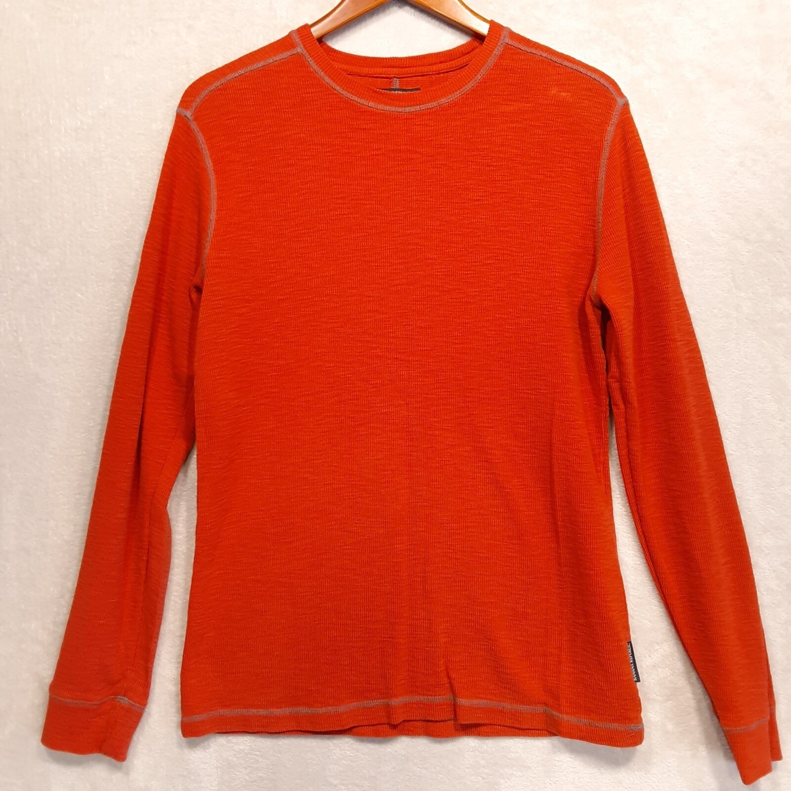 Banana Republic Mens Thermal Sweater Sz.M/Orange/Crew Neck/Waffle Knit/Logo